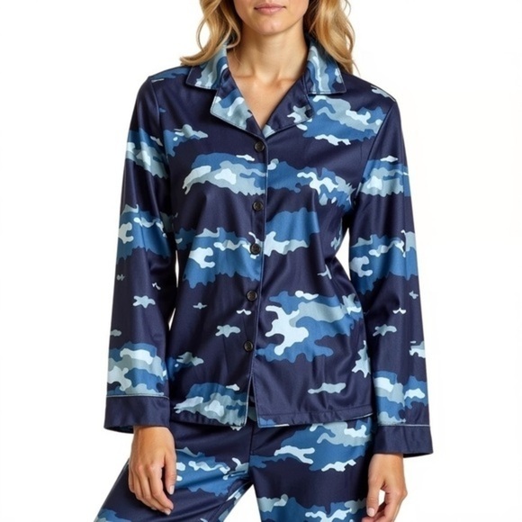 Nautica Navy Blue Long Sleeve Sleep Shirt Size 12 - Picture 2 of 10